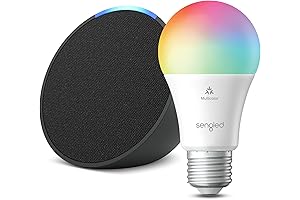 Echo Pop Smart Bluetooth Speaker with Sengled Smart Color Bulb, Charcoal