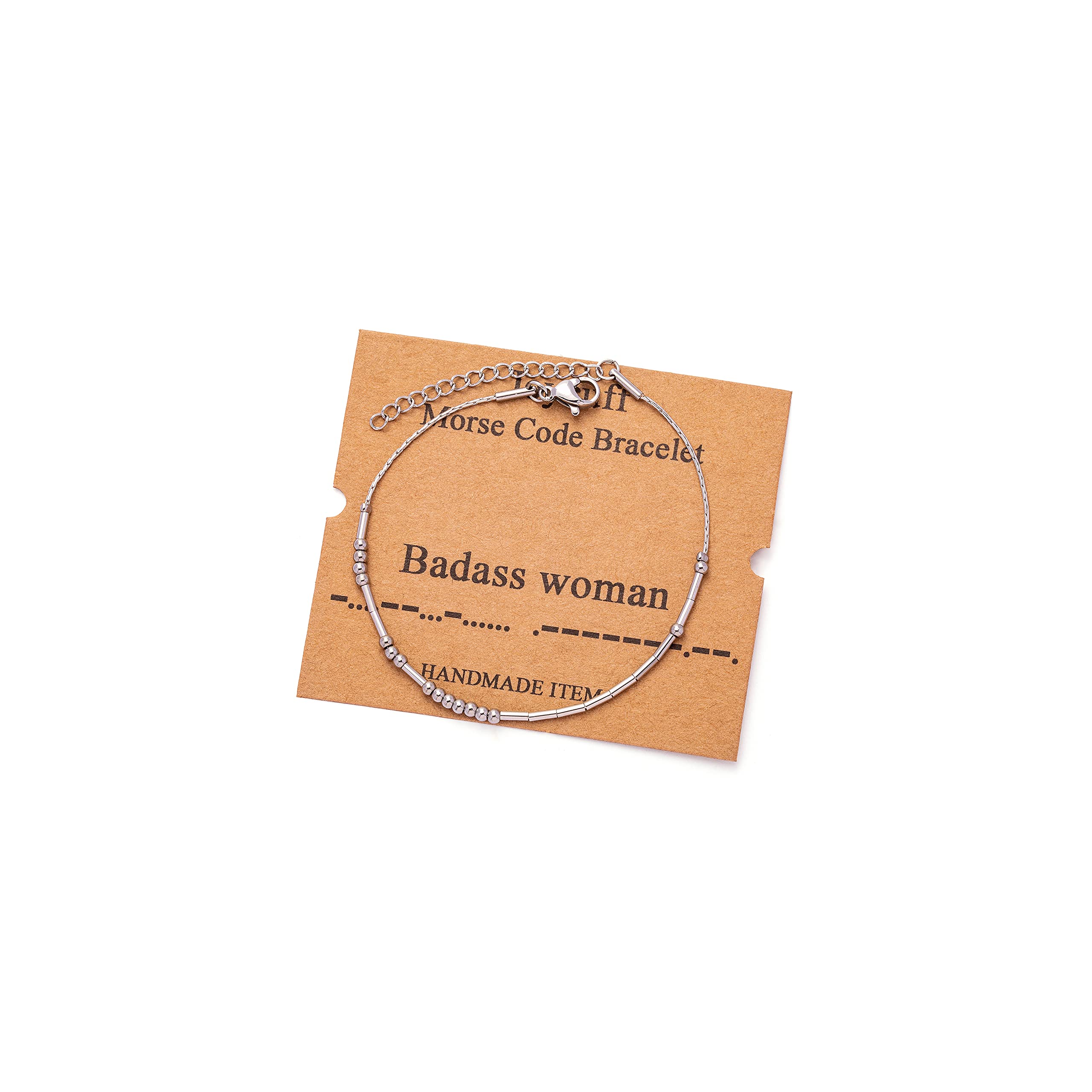 Morse Code Bracelets for Women, Gold Silver Stainless Steel Beads Bracelets