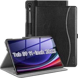ZtotopCases Samsung Galaxy Tab S9 Case 11 Inch 2023(SM-X710/X716B/X718U), Premium PU Leather Business Folio Folding Stand Cover with Auto Sleep/Wake & Multiple Viewing Angles, Support S Pen, Black