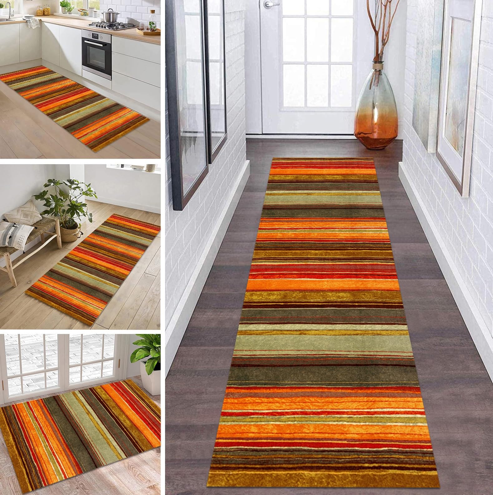 Tappeto passatoia per corridoio, 100 x 130 cm, antiscivolo, cucina, colorato, venduto al metro, lavabile, per corridoio, cucina, soggiorno, ingresso