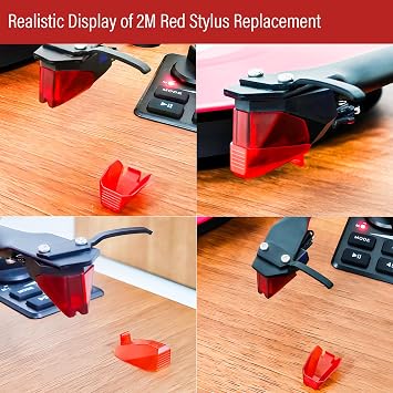 2M Red Turntables Elliptical Diamond Stylus Replacement for Ortofon 2M Series Stylus, Universally Compatible With Ortofon 2M PnP MkII Turntable Cartridge with Stylus Guard Cover