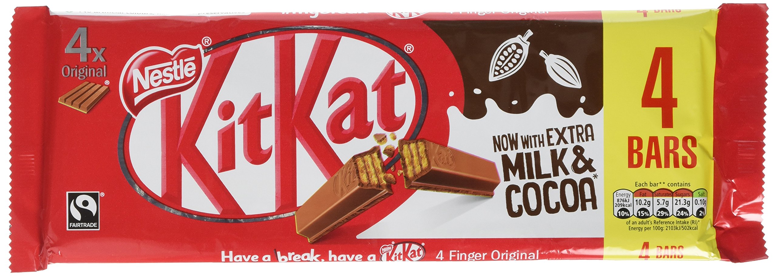 Kit Kat 4 Finger Milk Chocolate Bar Multipack, 4 x 41.5g Buy Online in
