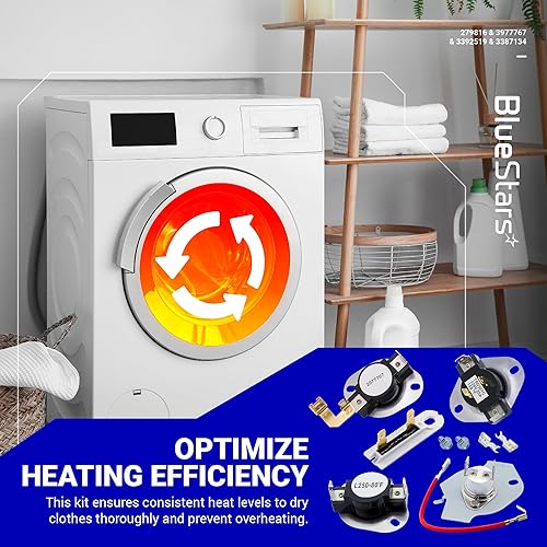 Miniatura 6 de BlueStars Actualizado Kit completo de secadora 279816 y 3977767 y 3392519 y 3387134, compatible con secadores Whirlpool, sustituye a 3399693