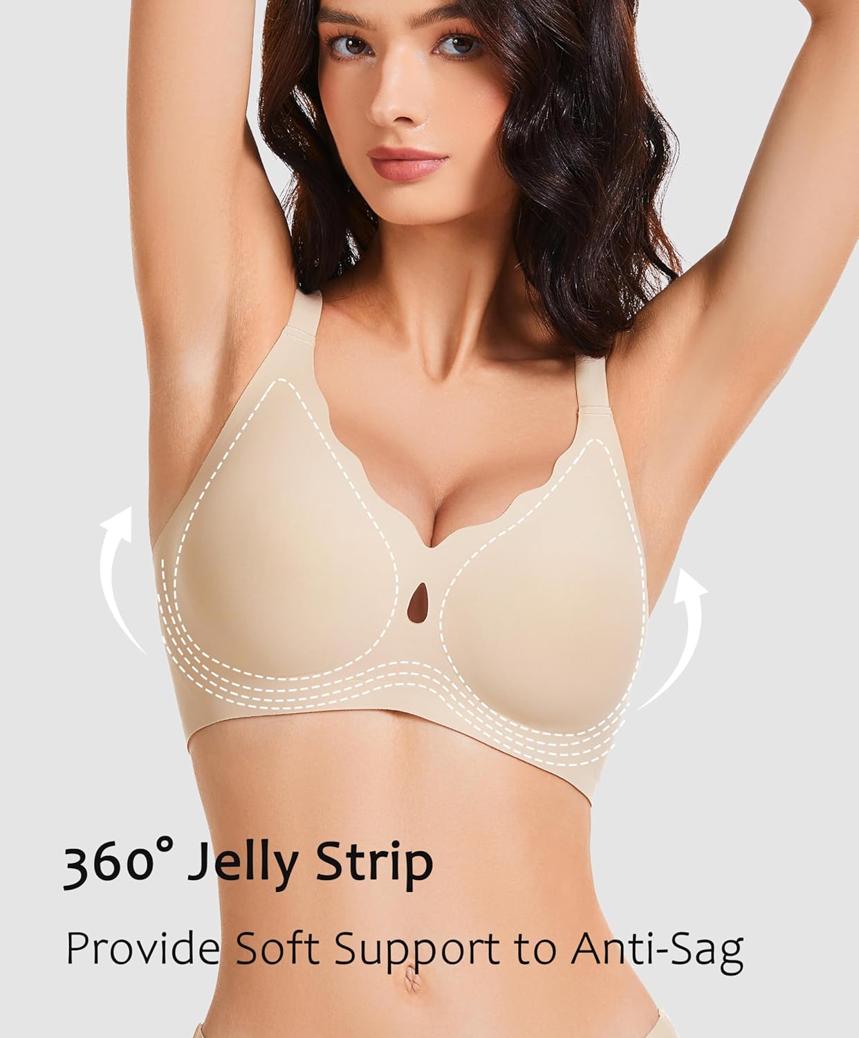 Vinfact Wireless Bras for Women No Underwire Scalloped Comfortable Push Up Supportive T-Shirt Bra Everyday Bra - Image 3