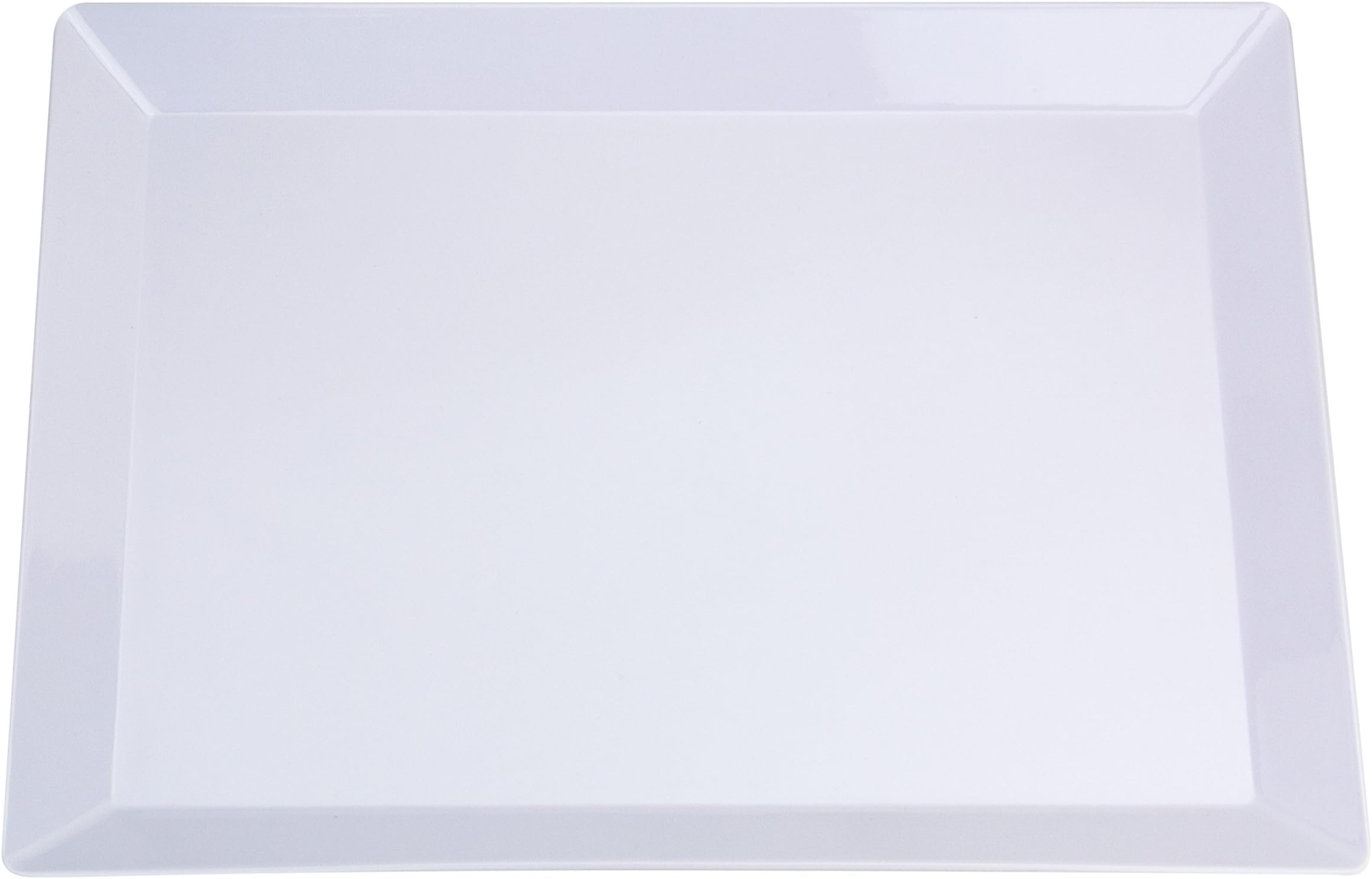 Set of 2 Large Rectangular White Plastic Serving Tray. 18" x 13" 100% Melamine, BPA Free, Elegant, Heavy Duty, Durable. Perfect Serving Plate or Platter for Dinner Parties, BBQ's & Baking