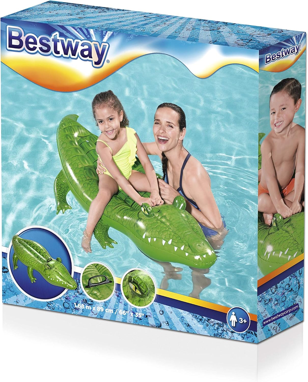 Bestway 41010 Inflatable Crocodile Pool Float Ride-On, Green 168 x 89 cm
