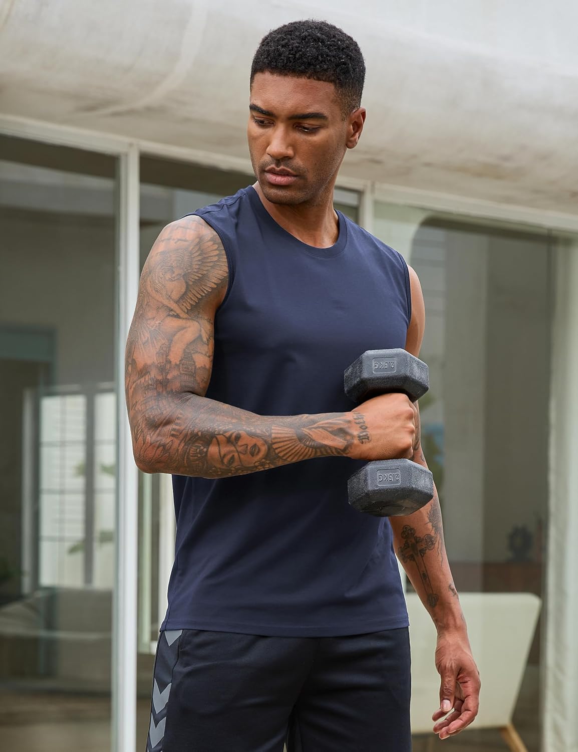 EKLENTSON Mens Sleeveless Shirts Lightweight Cotton Muscle Shirts Gym Training Active Tank Soft Summer Beach Casual Tank - Image 3