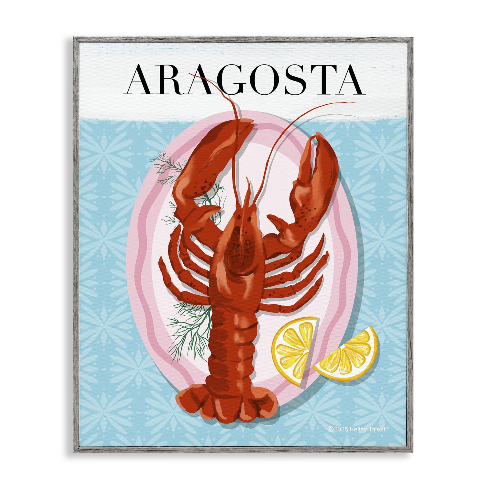 Stupell Industries Farmhouse Gray (Textured) 'Aragosta Lobster Dish'| Framed Giclee Art
