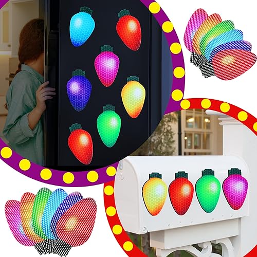 Miniatura 25 de Outus 190 imanes de Navidad para automóvil, luces a granel, calcomanías de refrigerador de automóvil, luces reflectantes de Navidad, imanes