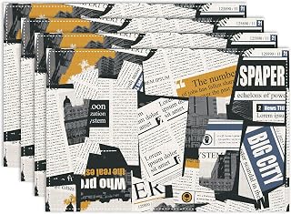 Old Newspaper Placemat Set of 4, 12x18 Inch Rustic Vintage Newspaper Theme Historical Style Lettering Bookish Splicing Coffee Table Mats for Outdoor Kitchen Dining Table Decoration