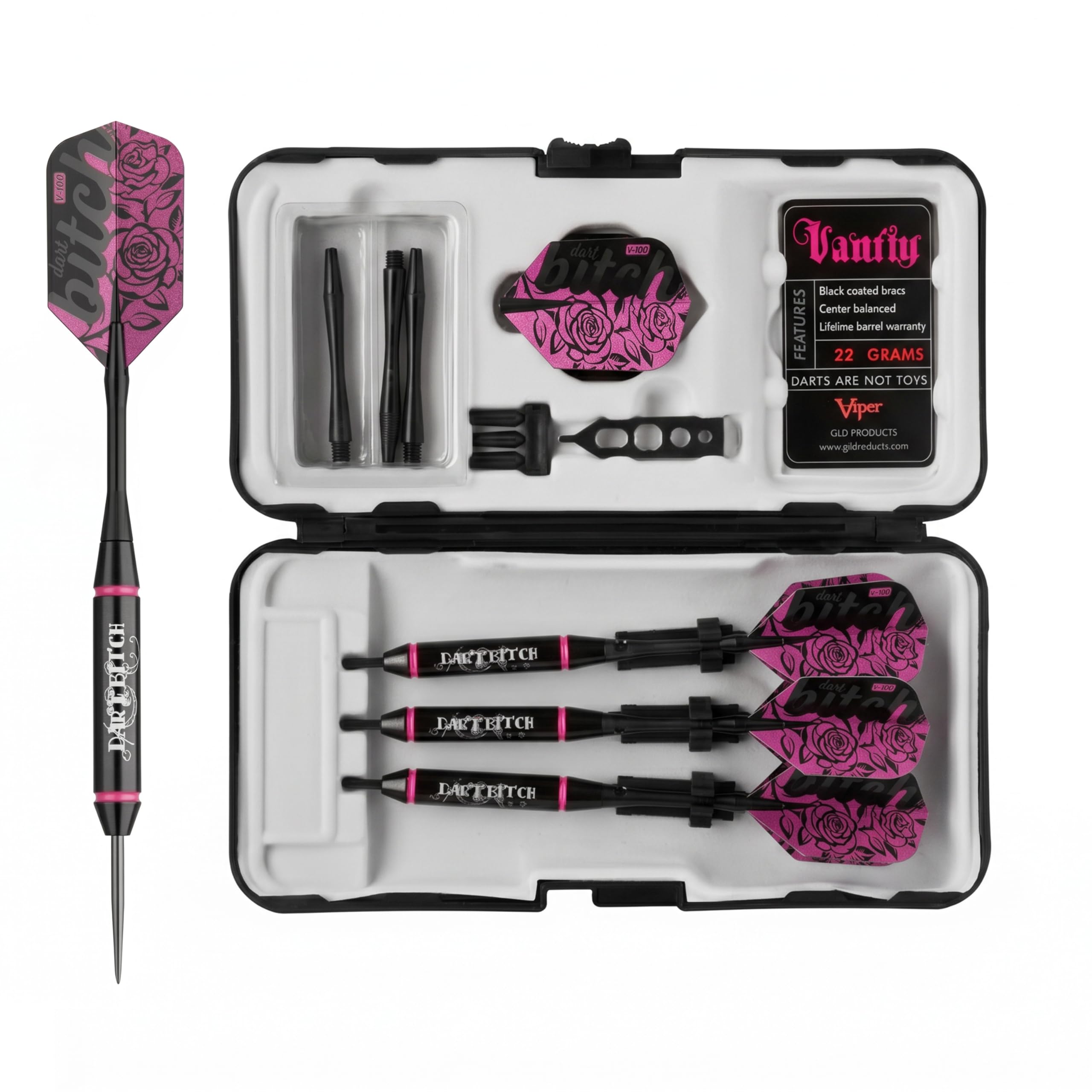 Viper rzutki ze stalową końcówką do przechowywania/etui podróżne: Dart Bitch, 22 gramy
