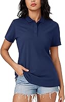 Vista 1 de MAGCOMSEN Camisas polo de algodón para mujer, de manga corta, con 3 botones, cuello de verano, camisas casuales de negocios