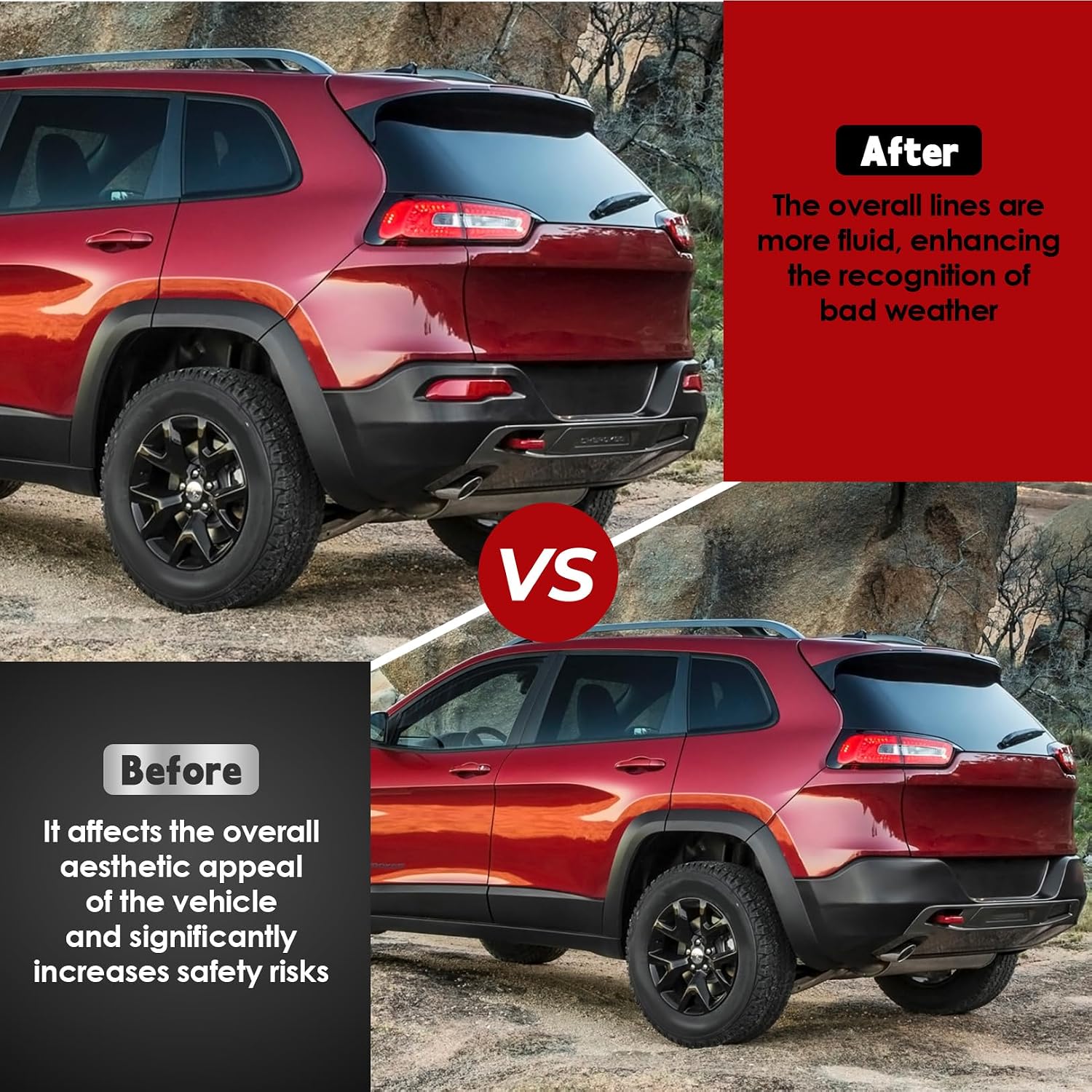 Nakkaa Left Rear Bumper Reflector 68105145AC Compatible with Cherokee 2014 2015 2016 2017 2018 Driver Side