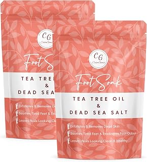 CalmGenix Foot Soak with Tea Tree Oil & Dead Sea Salt | Helps Treat Nail Fungus and Athletes Foot, Foot Spa Bath | Foot Moisturiser & Deodorizer Feet Soak | Exfoliating Foot Soak – Double Pack