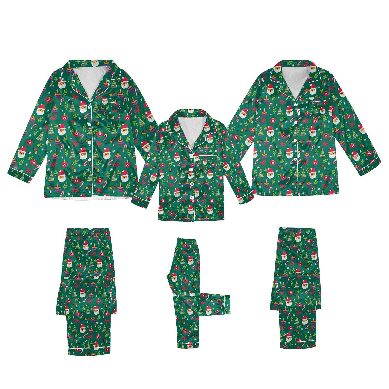 Silk Stain Family Pajamas Matching Sets 2025 Button Down Shirt and Pants Silky Xmas Pjs Jammies for Family Pictures