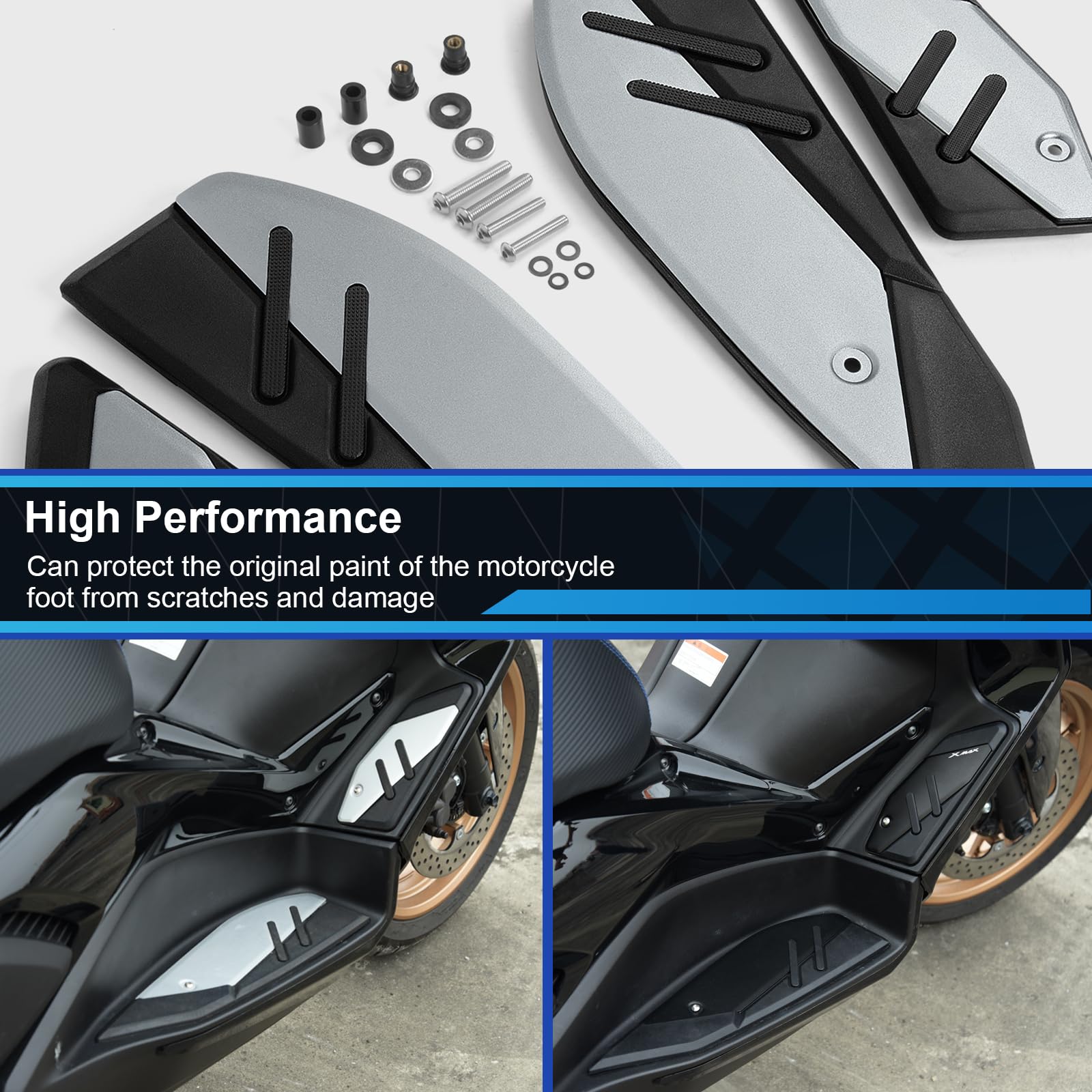 Motorrad-Fußpedal Anti-Rutsch-Dekorative Fußpolster CNC-Aluminiumplattenpedale Fußstützen Fußpolster passend für Yamaha XMAX 125 XMAX 300 X-MAX 400 2022-2025 (Titanfarbe)