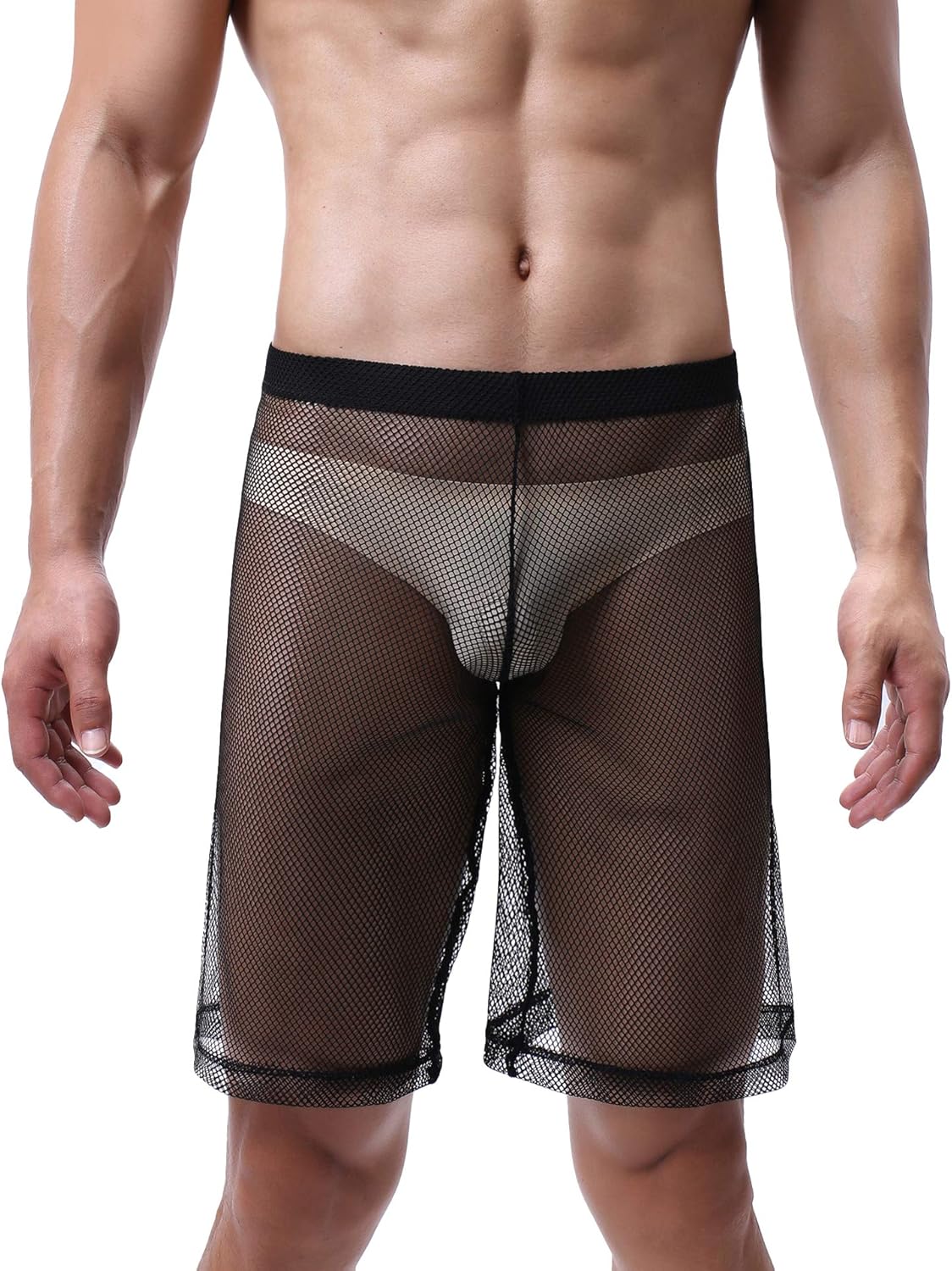 Evankin Men's See Through Shorts Mesh Loose Shorts Lounge Underwear Cover up Boxer Trunks - Image 2