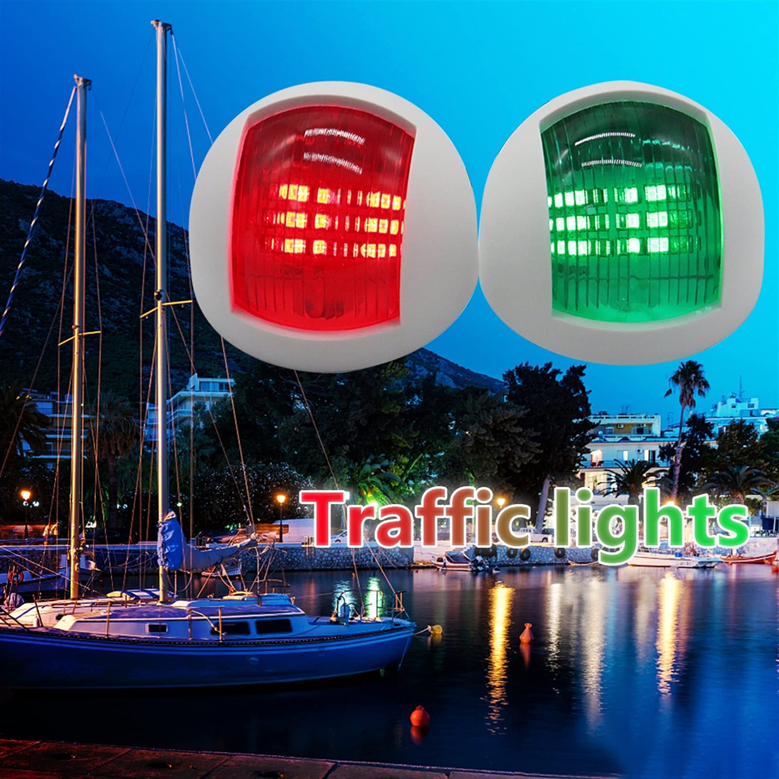 GUIDATO Segnale luminoso di navigazione Avvertimento Lampada marina arco emisferico for pontone Skiff Boat Per la navigazione e la pesca(A)