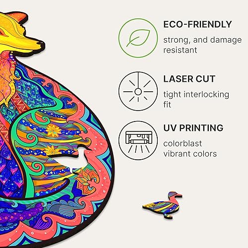 Miniatura 9 de UNIDRAGON Rompecabezas de madera originales  Zorro seductor 103 piezas pequeño 7 x 92 pulgadas hermoso paquete de regalo forma única el mejor regalo