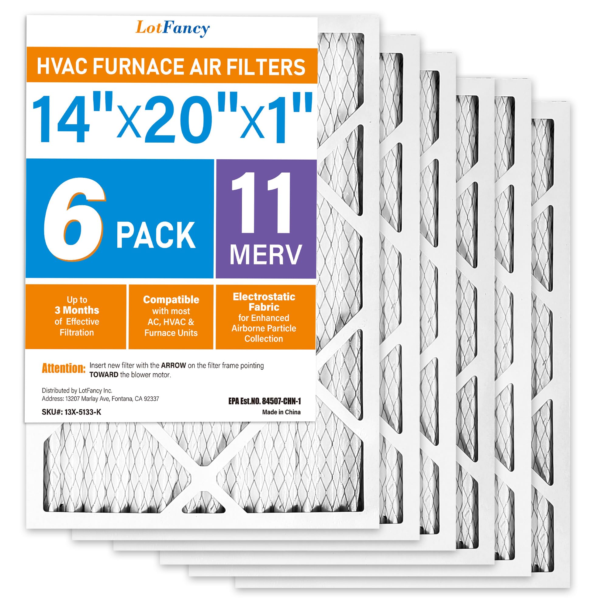LotFancy 14x20x1 Air Filter MERV 11 6-Pack