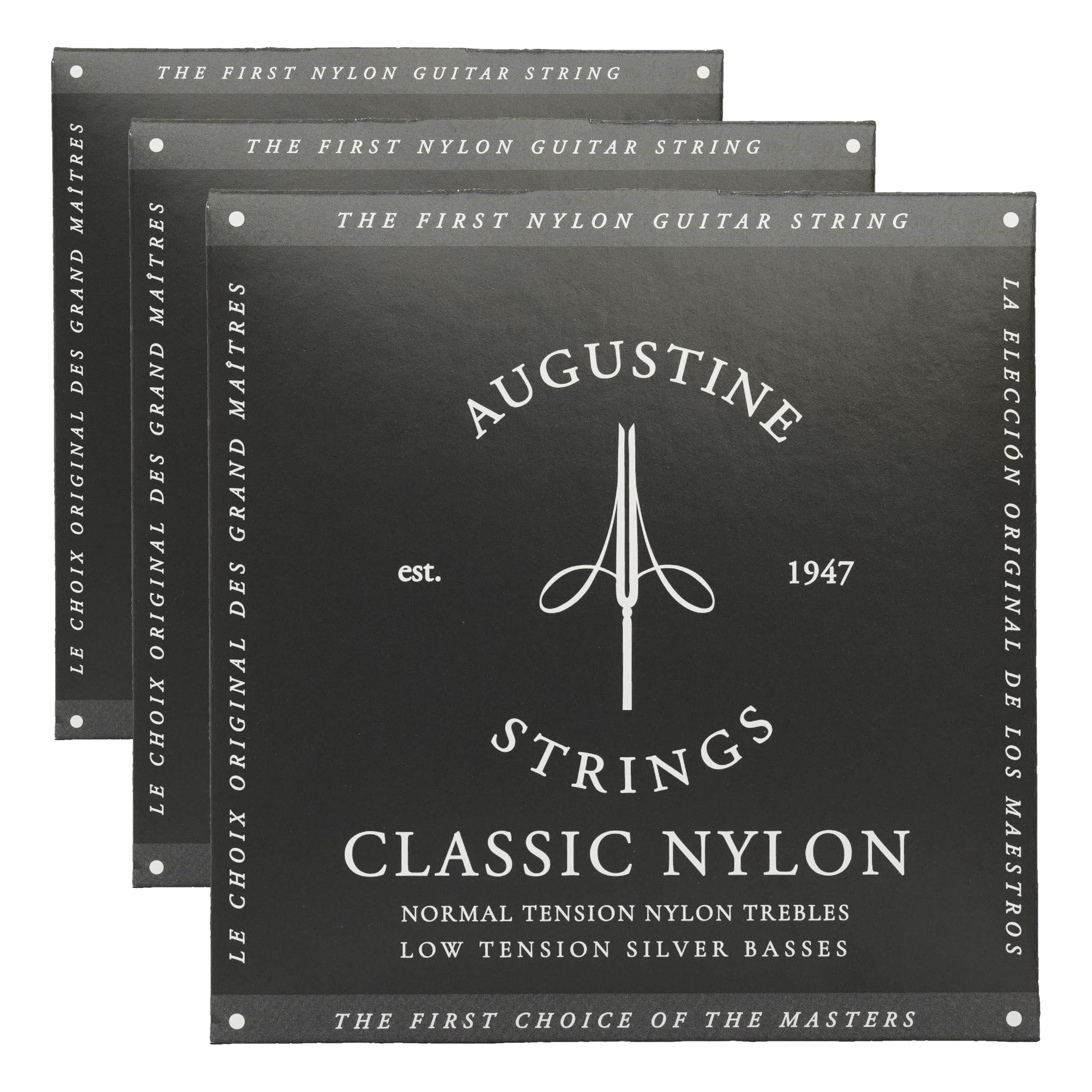 Augustine 650407 Corde per Chitarra Classica, Etichetta Nera, Set Standard-Cantini, Tensione Normale/Leggera (Confezione da 3)