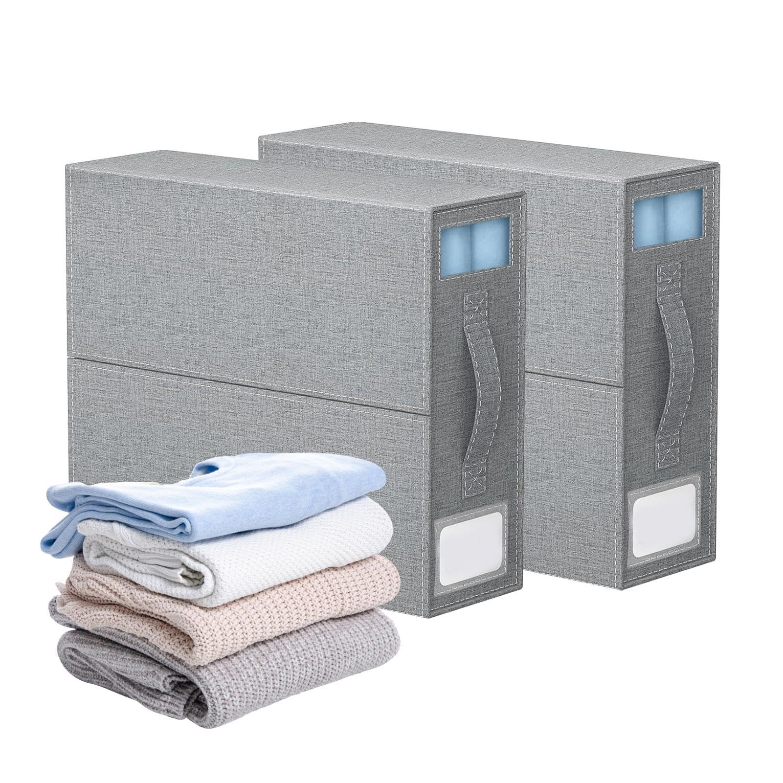 -Set-Organizer – Leinen-Schrank-Organizer, Bettwäsche | Aufbewahrungsbehälter | Bettdecken-Organizer mit Reißverschluss, praktische Aufbewahrungstasche für Bettwäsche, 38,4 x 11,2 x