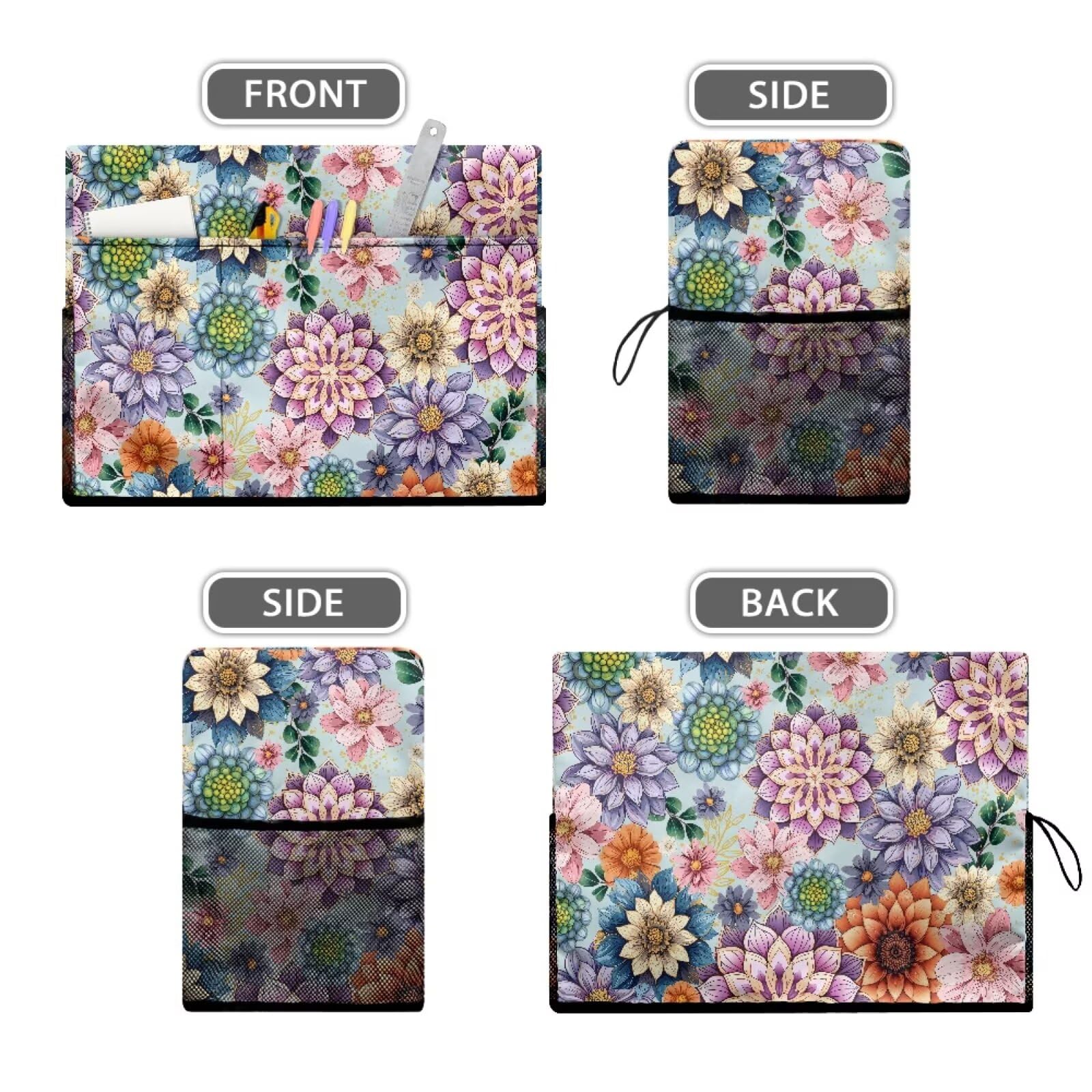 Jeiento Bright Blossom Flowers Sewing Machine Cover with Pockets Dust Cover Compatible with Most Standard Sewing Machines Universal Fit - Image 4