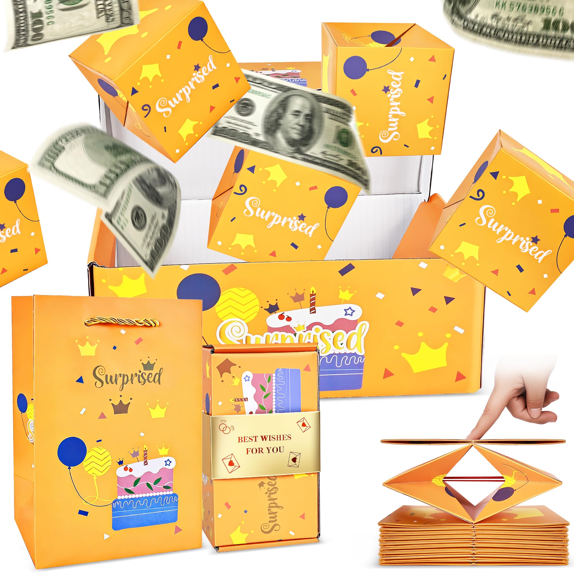 Surprise Gift Box, Folding Pop-Up Explosion Gift Boxs, Money Gift Box for Cash for Birthdays, Mother's Day, Valentine's Day and Thanksgiving Day