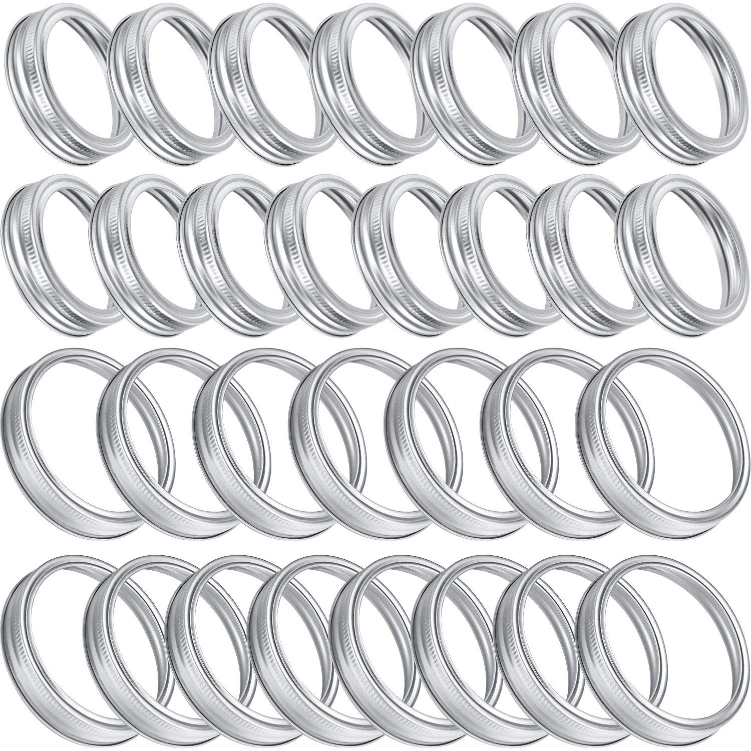 30 Pieces Mason Canning Jar Replacement Metal Rings Wide Mouth and Regular Mouth Rust Proof Screw Bands Tinplate Metal Bands Rings for Mason Canning Jar, Canning Jars, Storage