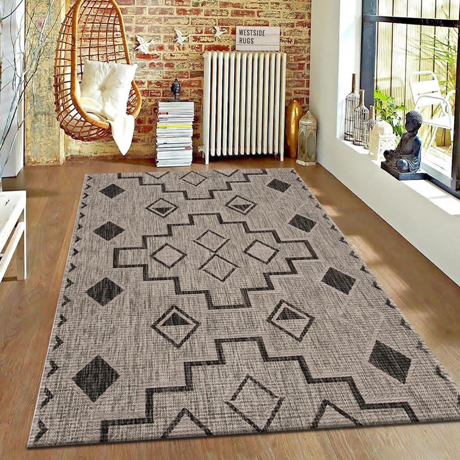 Outdoor Patio Rug All Weather Outdoor Carpet for Front Porch Rv Rug, Outdoor Rug for Small Patio Balcony 3x5, Indoor Outdoor Crystal Velvet Carpet Pet Freindly, with Anti-Slide Back for Deck, RV