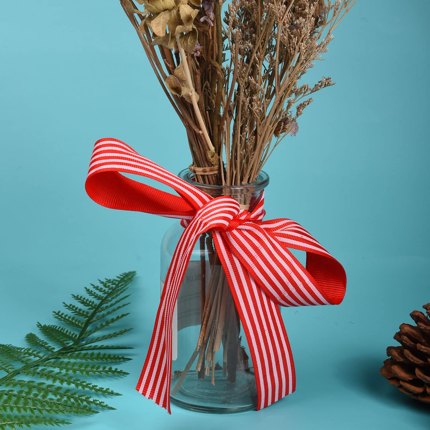 Jomnvo Nastro grosgrain a righe rosse e bianche, 9,1 m, largo 2,5 cm, per decorazioni natalizie