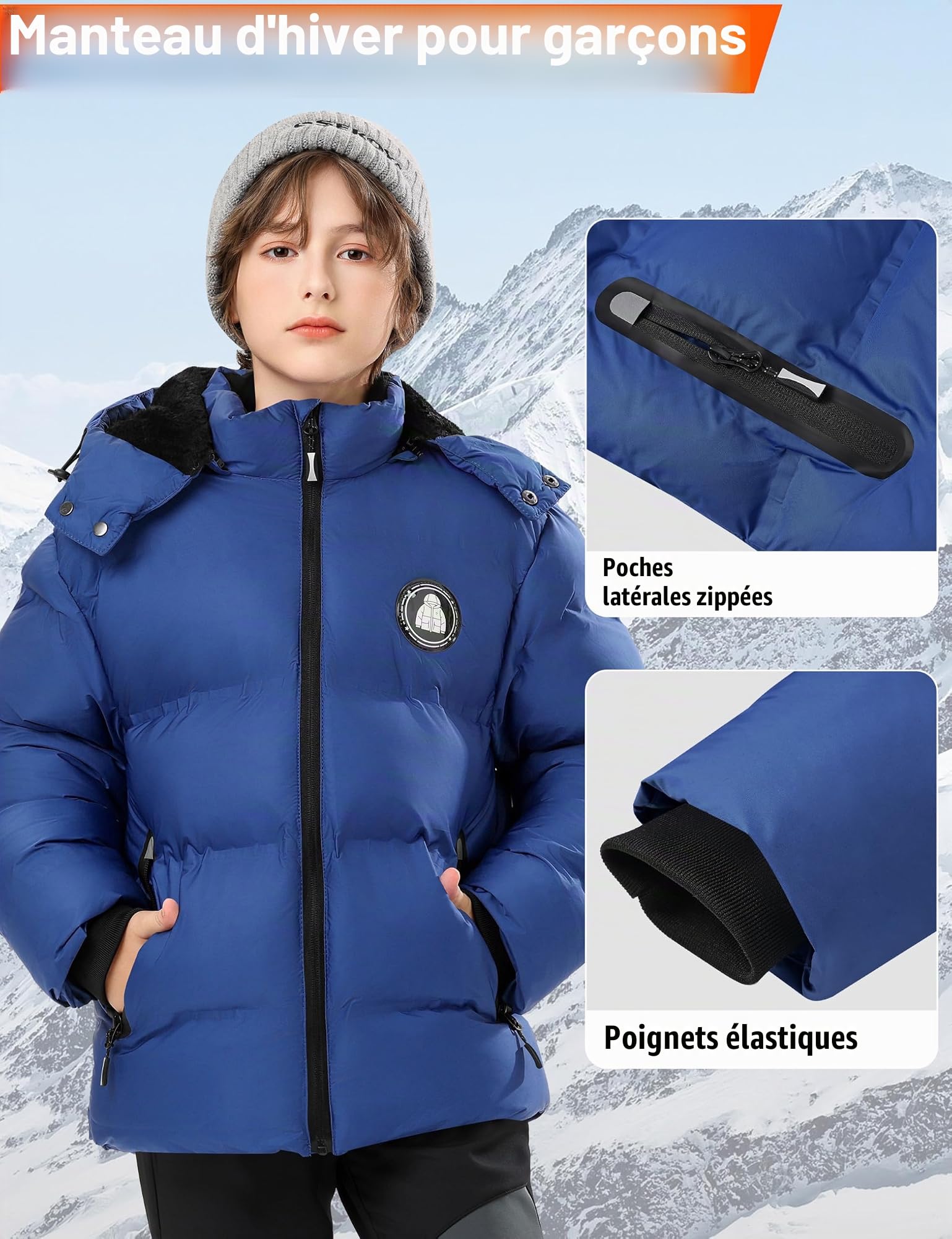Zoofly Veste Hiver pour Garçons et Filles Veste de Ski Chaud avec Capuche Amovible