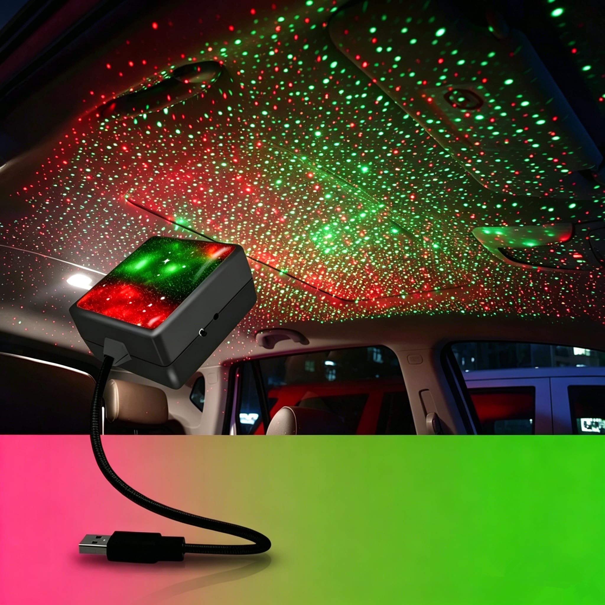 Proyector de estrellas USB rojo para decoración de techo de coche LED compacto 8
