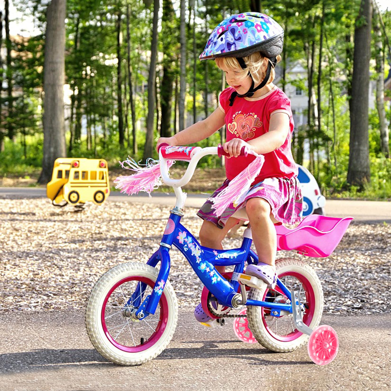Ruedines de apoyo universales para bicicleta infantil 12-20 pulgadas rosa