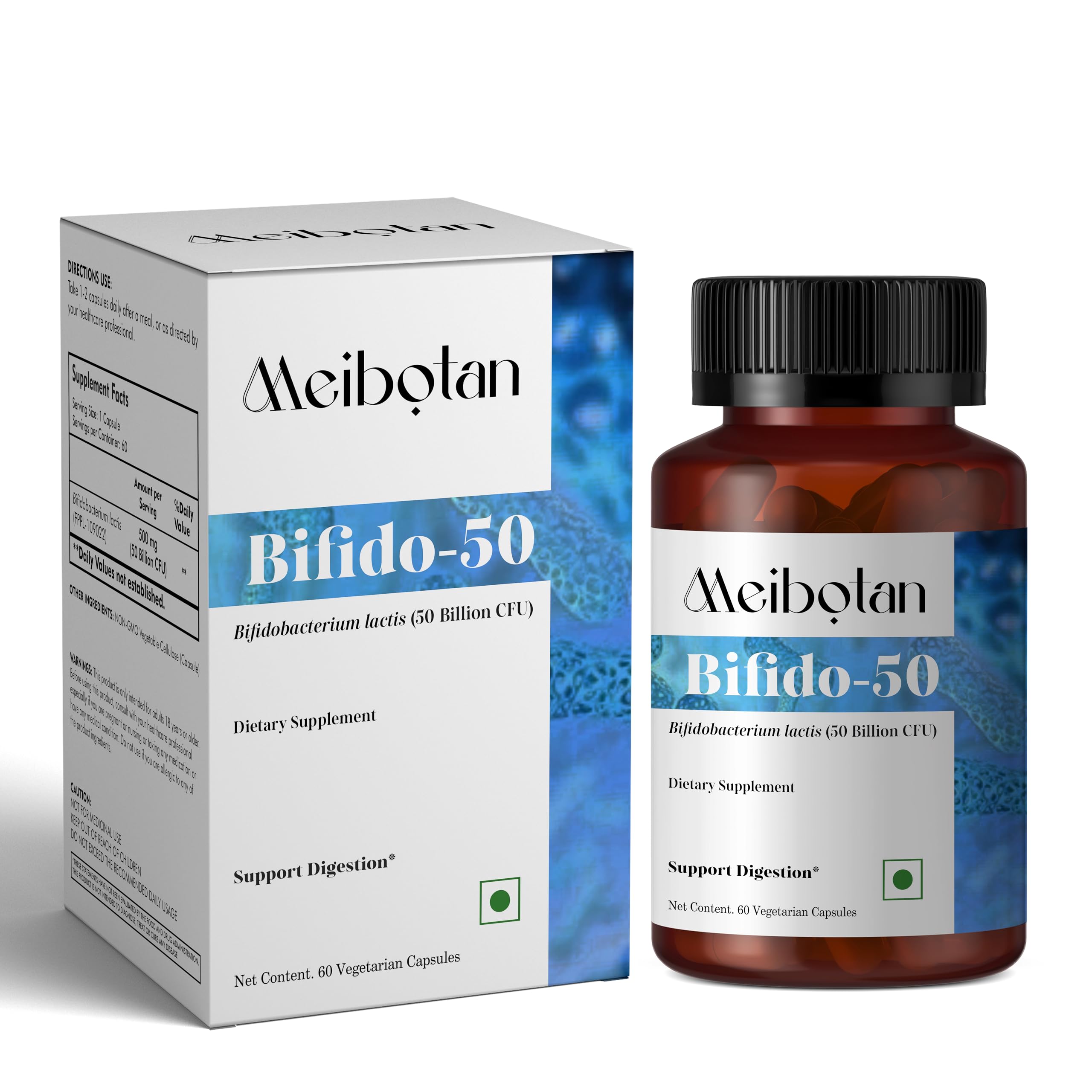 Probiotics Bifidobacterium Lactis 50 Billion CFU Probiotics for Men & Women Supports Intestinal Digestive & Gut Health - 60 Veggie Capules 50 Billion CFU