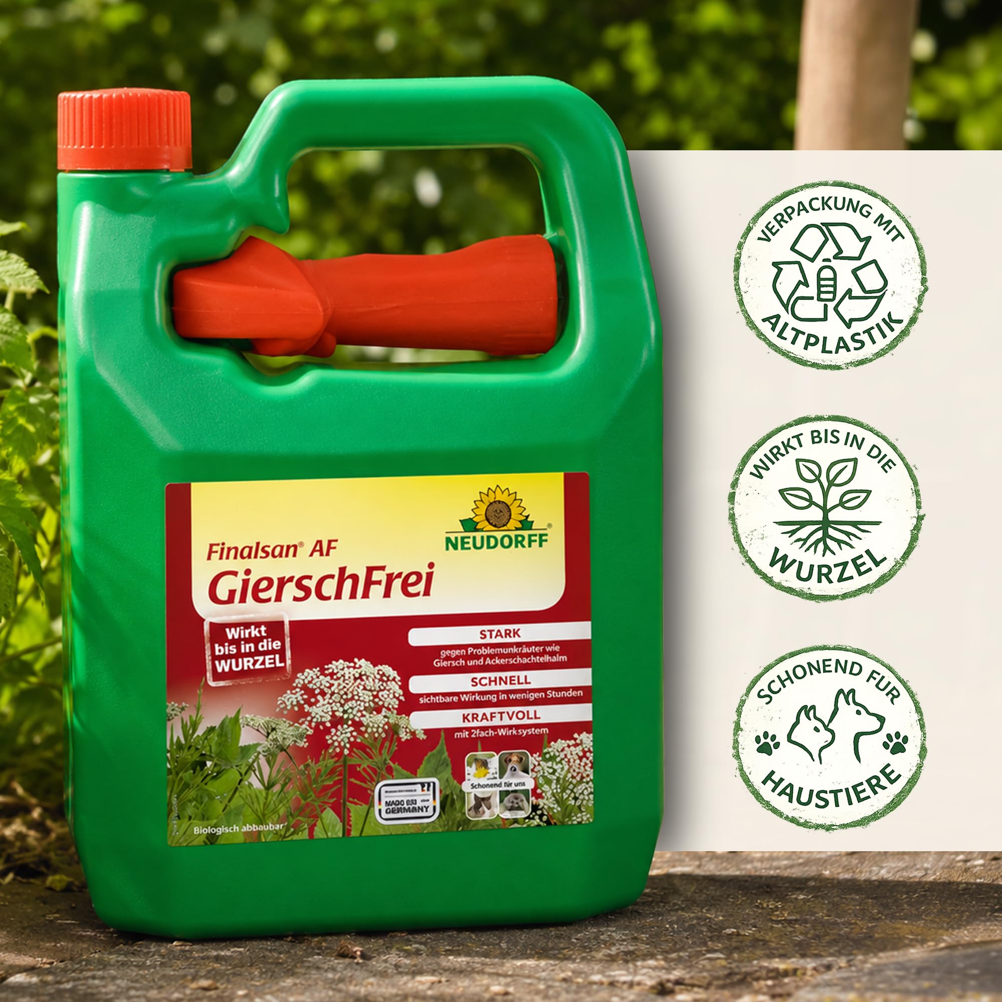 ELITE BBQ passend für Neudorff Finalsan AF GierschFrei Doppelpack 2x3L – anwendungsfertiges Unkrautspray gegen Giersch & Moos
