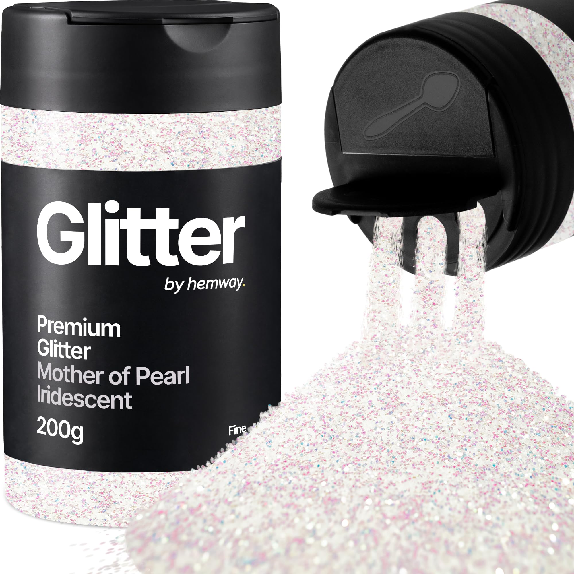 Hemway Mother of Pearl Iridescent Glitter Shaker, 200g Fine Glitter for Crafts Metallic Flake Sequins for Resin & Epoxy Crafts for Decorating, Halloween, Christmas, Nail, Face, Art — image 1