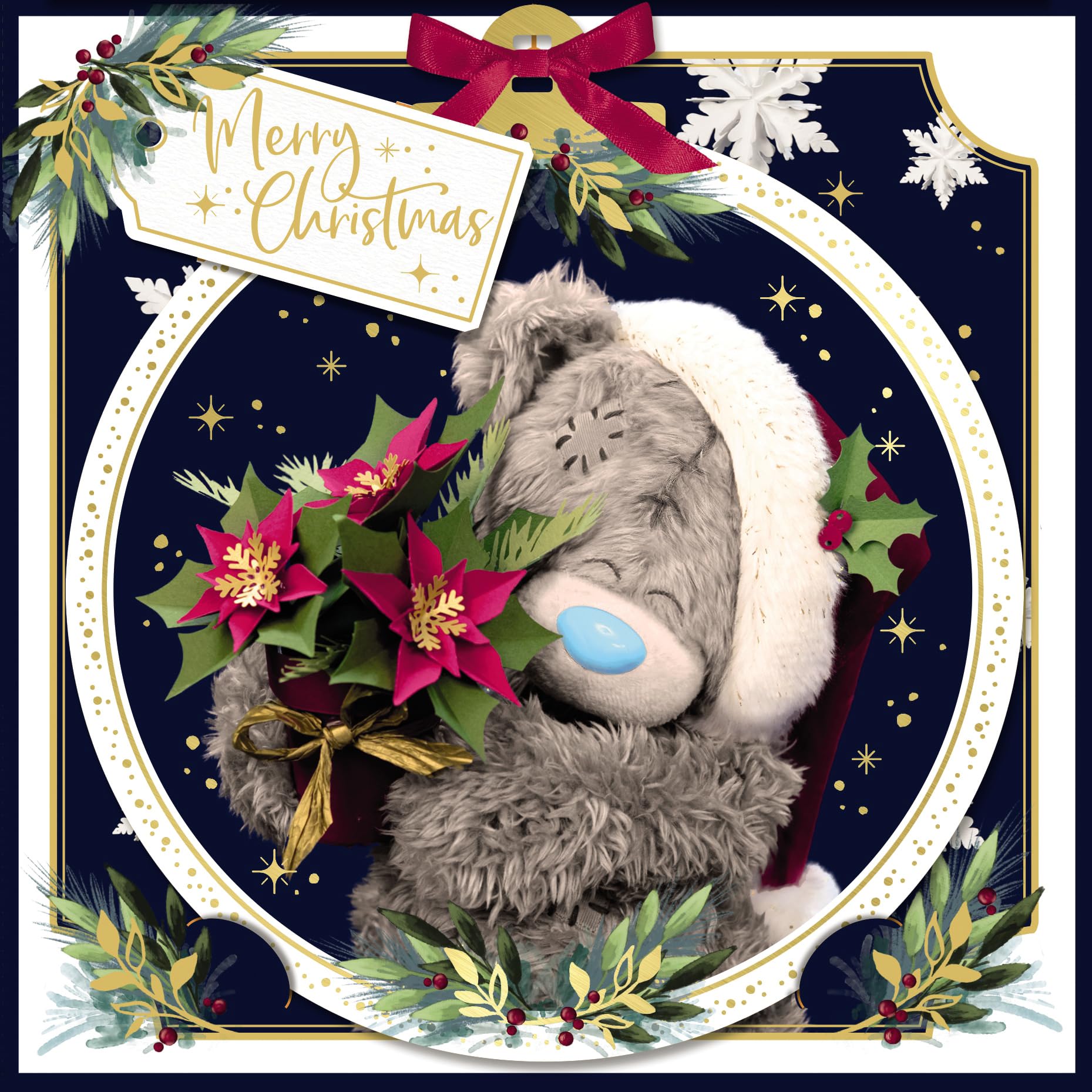 Me To You Tatty Teddy Luxury 3D Christmas card with removable lenticular technology keepsake decoration, 6 X 6 inches - official collection