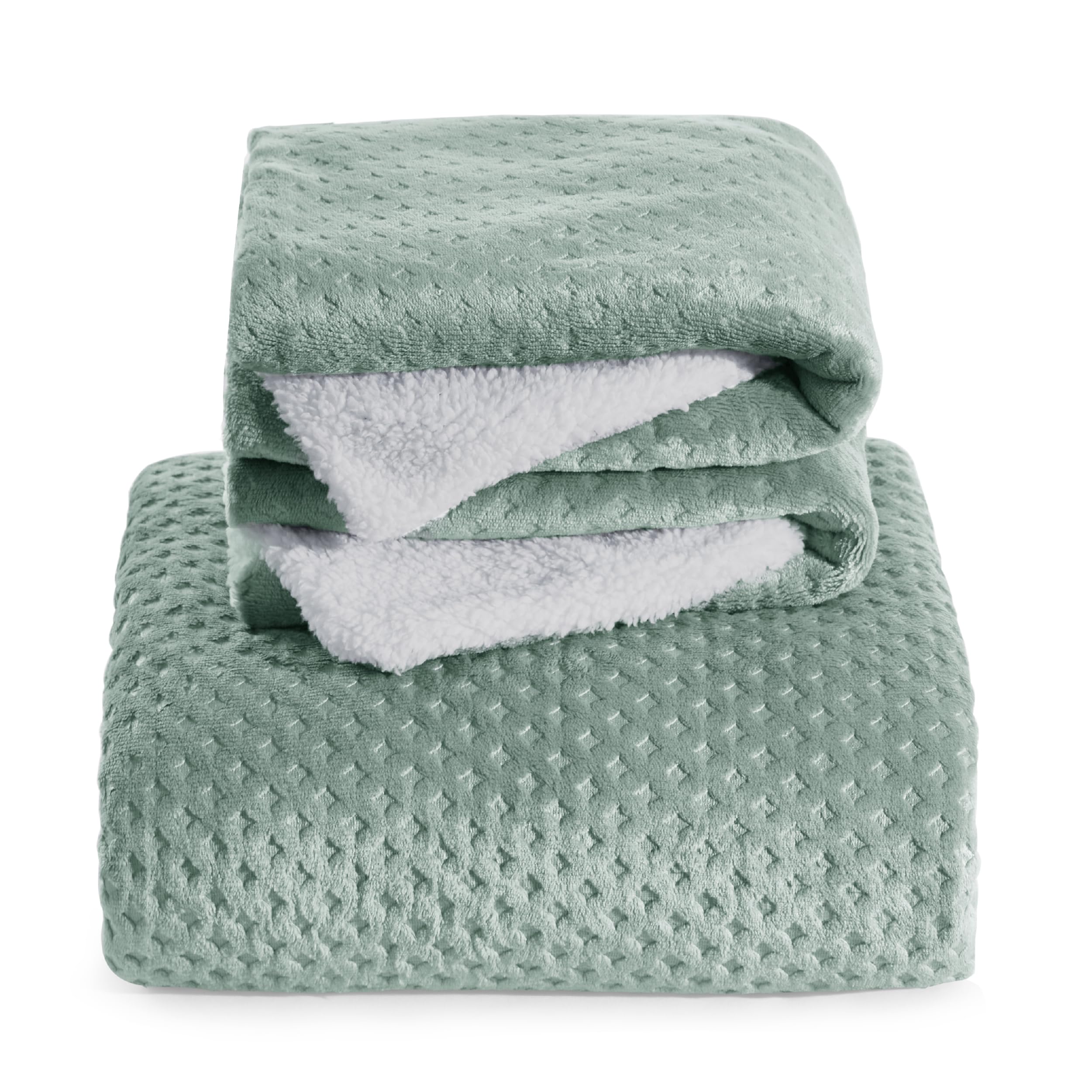 Bedsure Ropa de cama mullida de 155 x 220 cm, verde, funda nórdica de invierno de forro polar con 2 fundas de almohada de 80 x 80 cm, cálida con cremallera, de invierno