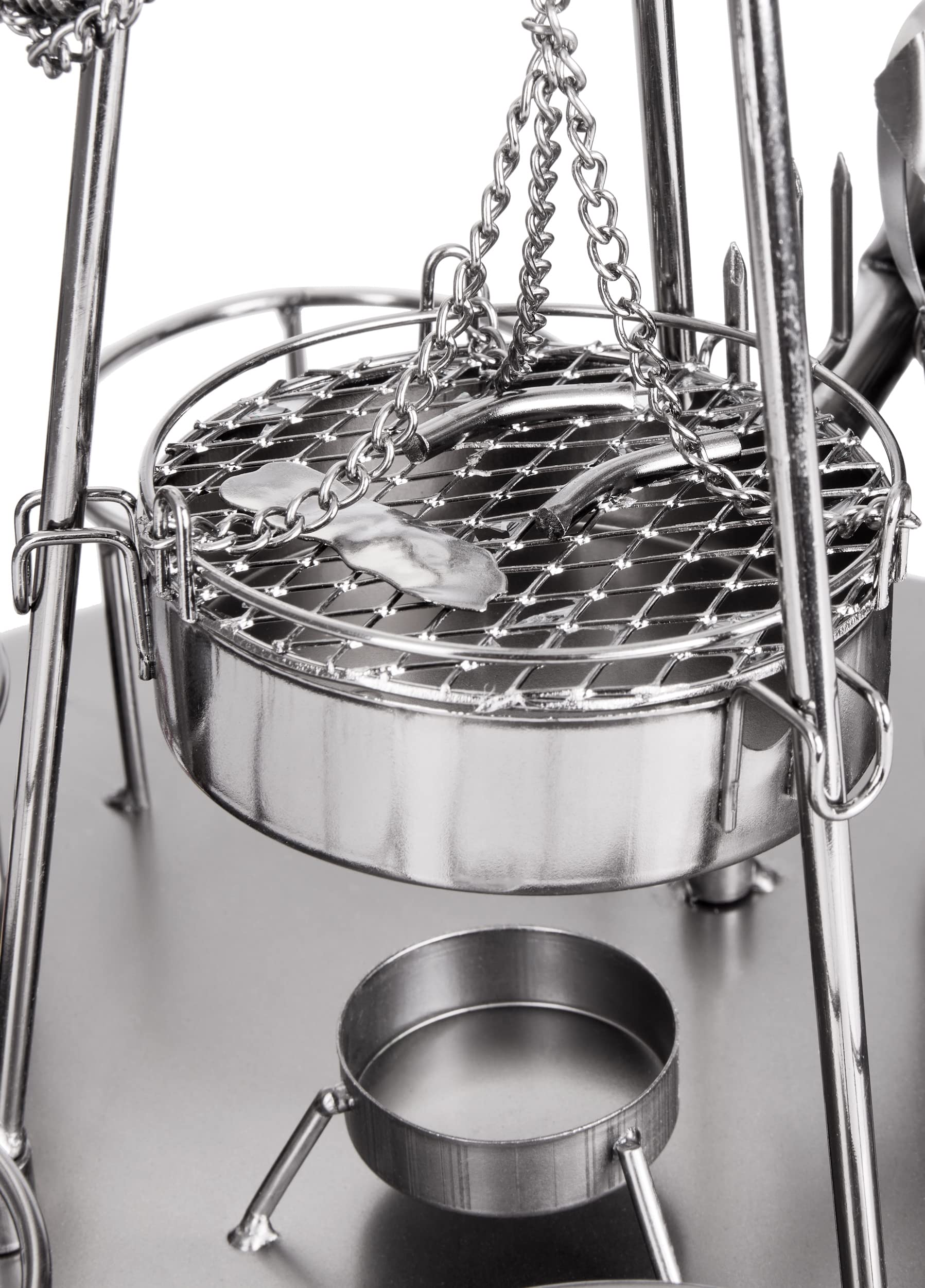 BRUBAKER Flaschenhalter Grillmeister mit Schwenkgrill Metall Skulptur mit Geschenkkarte