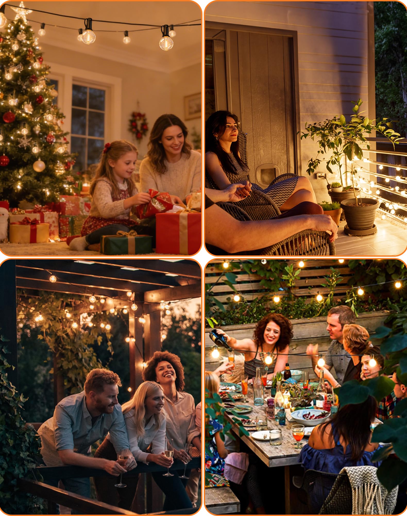 Catena Luminosa Esterno Solare 10M, Luci Solari Giardino con 15+1 Lampadine G40, 8 Modalità di Luce, Luminosità Regolabile, IP44 Impermeabile, Filo Luci LED per Giardino Terrazza Gazebo