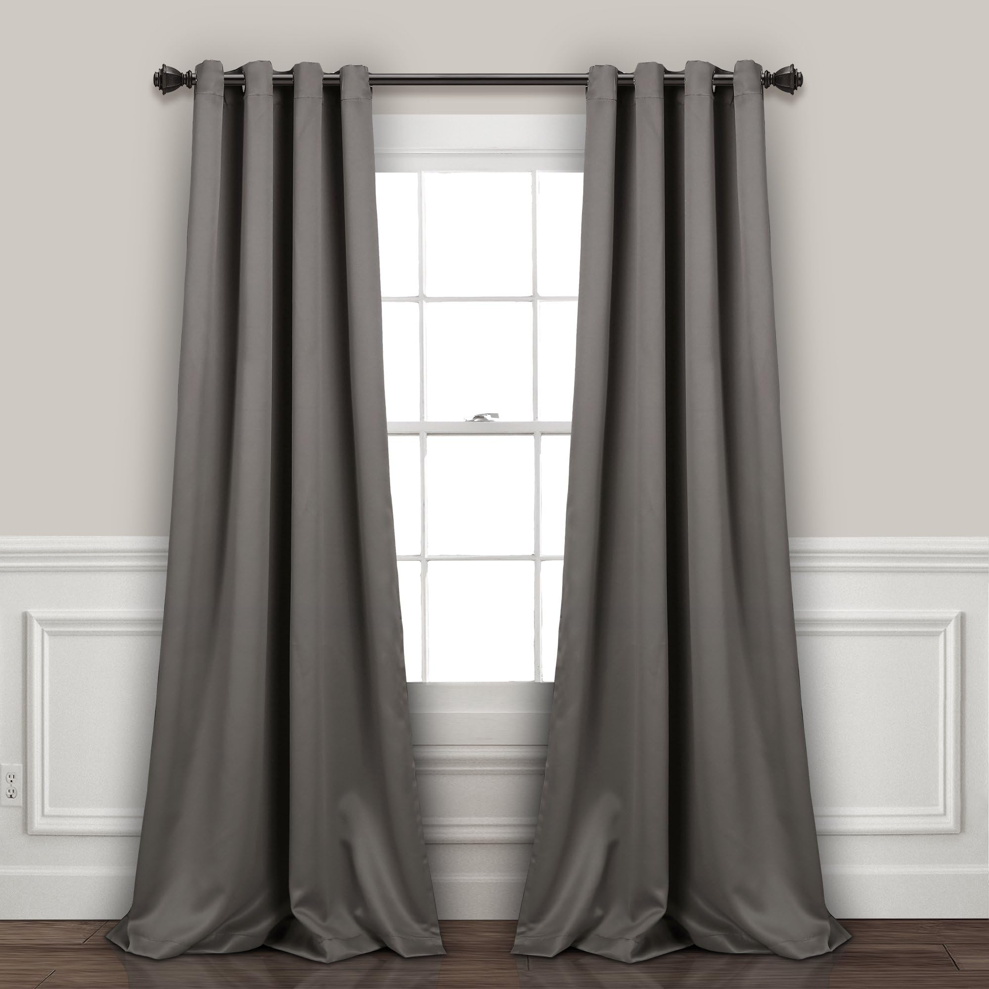 Lush Decor Insulated Grommet Blackout Window Curtain Panels, Pair, 52"W x 108"L, Dark Gray