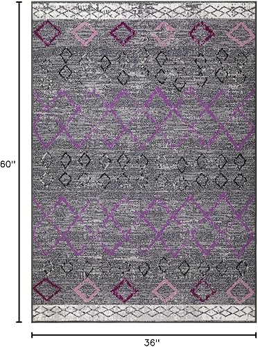 Miniatura 9 de Antep Rugs - Alfombras antideslizantes de 2 x 7 pies (antideslizante) con parte trasera de goma, de estilo antiguo, bohemio, marroquí y con pelo