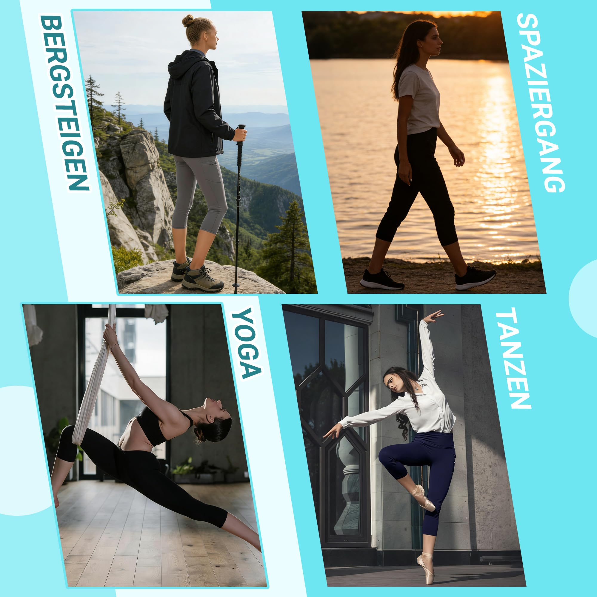 HIPOWER Pack de 3 leggings para mujer con bolsillos, pantalones deportivos capri, pantalones 3/4, pantalones capri, cintura alta, yoga, verano, leggings deportivos para fitness y gimnasio