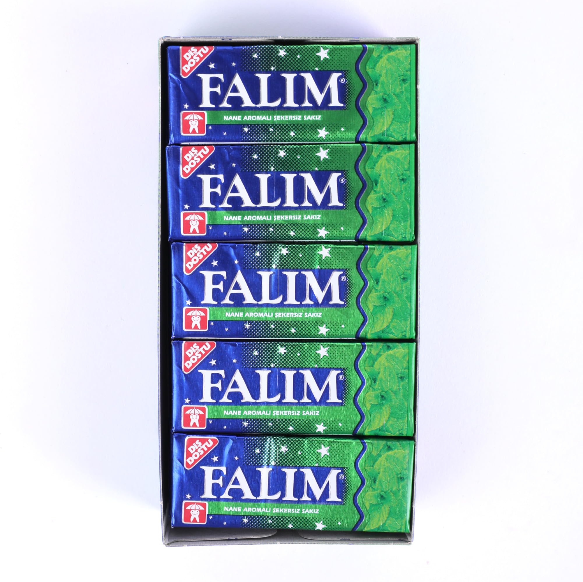 Falim Chewing-gum à la menthe Nane Sakız – 20 paquets de 5 gommes (140 g) – sans sucre, longue durée – gomme turque classique au goût mentholé – fraîcheur durable et texture ferme