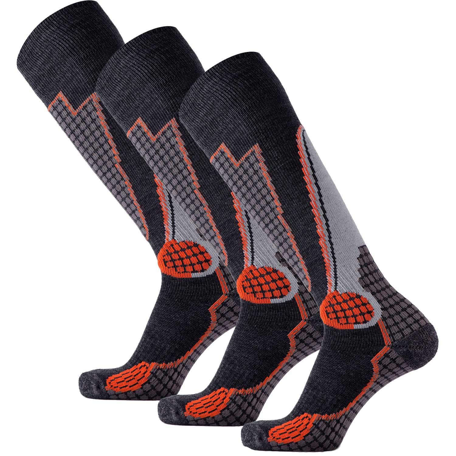 Pure Athlete High Performance Wool Ski Socks - Thermal Warm Merino Wool OTC Sock, Men Women