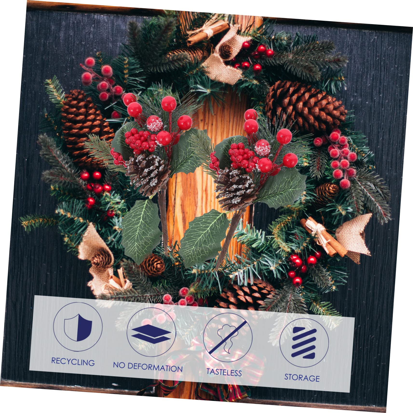IMIKEYA 16 STK Rote Fruchtstecklinge der Kiefernnadel weihnchtsdeko weihnacjtsdeko Pine Nuts Simulation Kiefernnadel rote Beerenzweige pflücken weihnachtliche Tannennadeln Stecklinge PVC