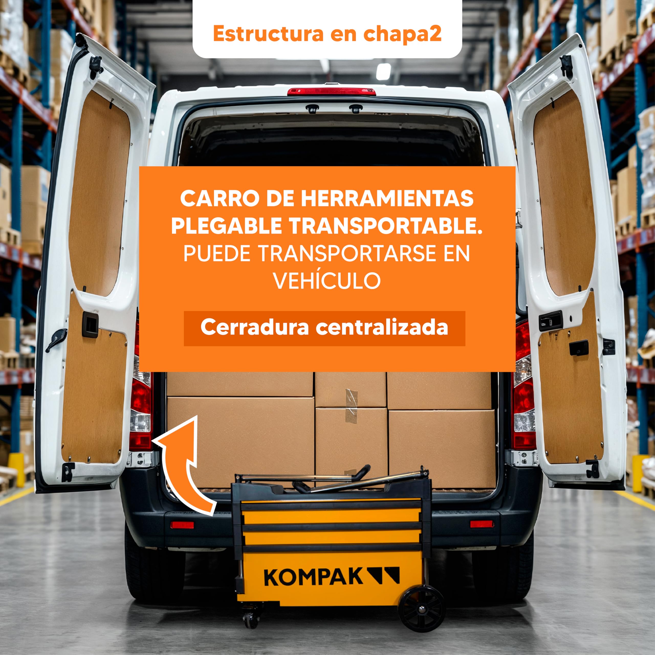 Kompak KP-KT01 Carro para Herramientas Plegable Transportable, amarillo y negro