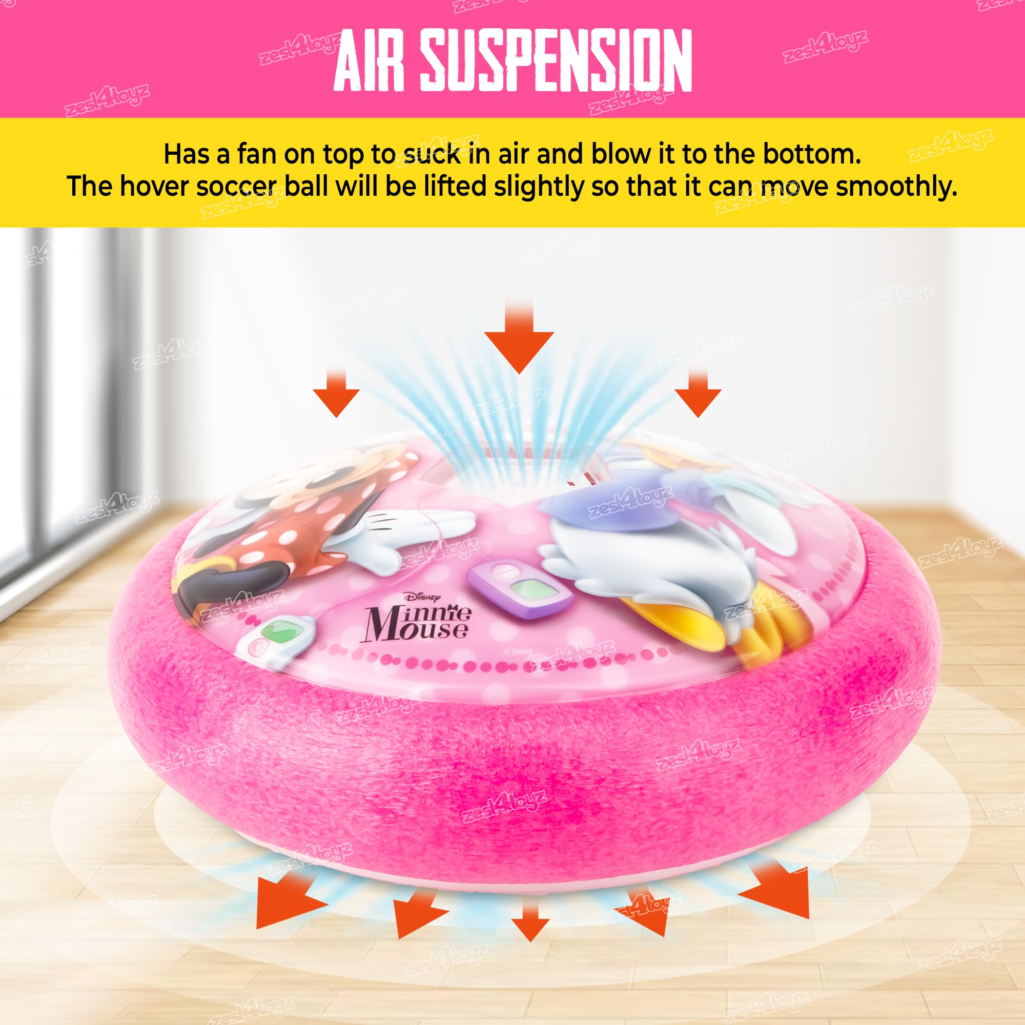 Zest 4 Toyz Hover Football for Kids with LED Lights Floating Football Game with Soft Foam Bumper Air Power Soccer Disc Toy for Indoor Outdoor Sports Activity Game for Boys and Girls- Pink 4