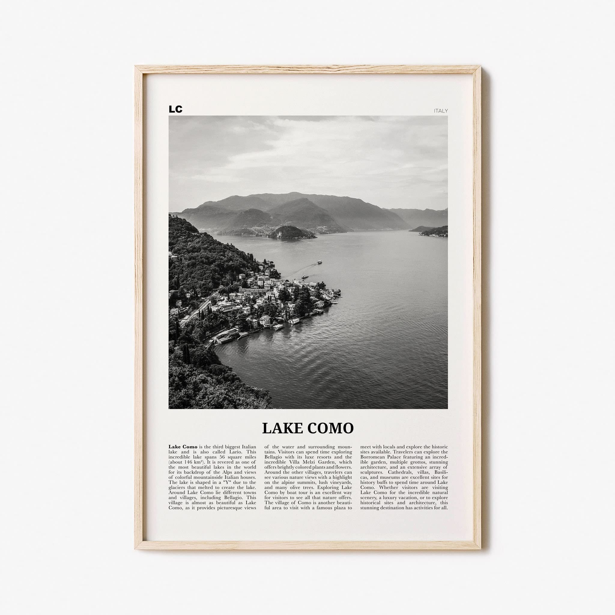 Buy Lake Como Print Black and White, Lake Como Wall Art, Lake Como